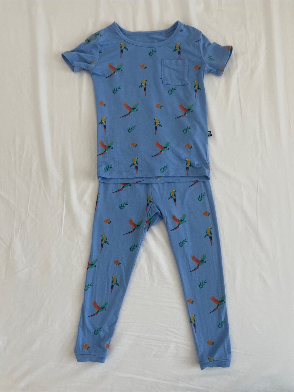 Kyte BABY Blue Parrot Print Pajama Set 2T (EUC)